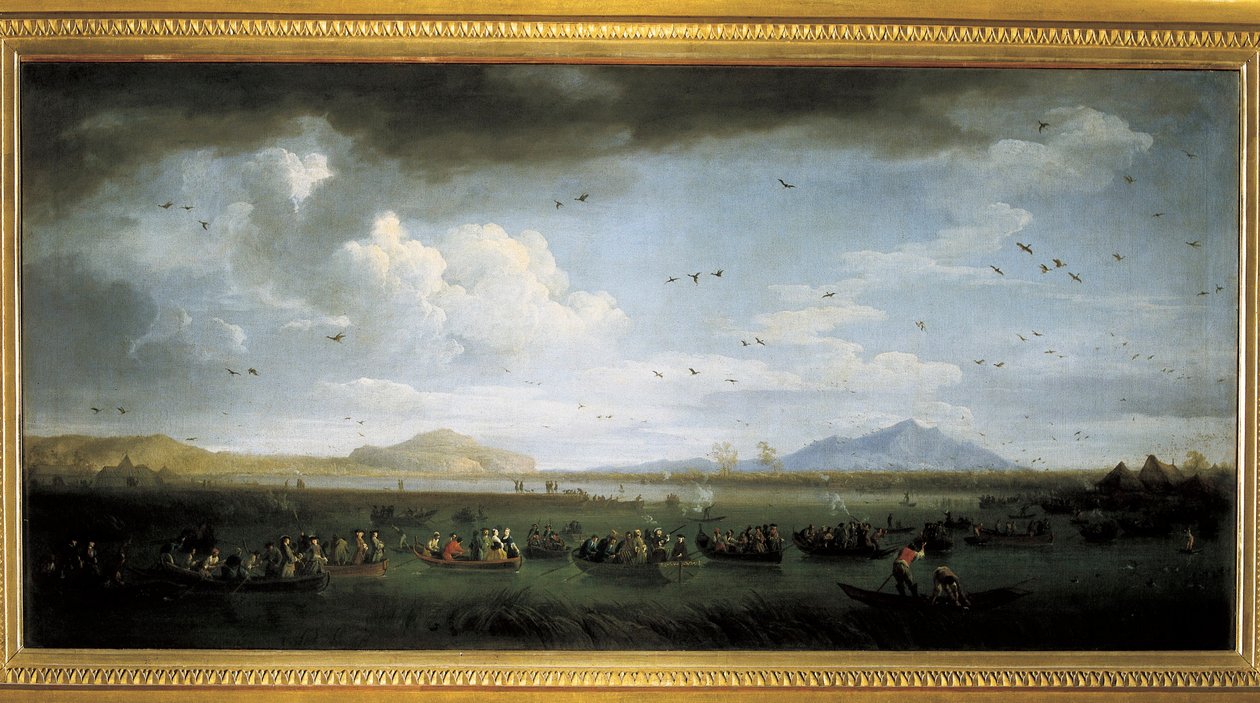 Charles de Bourbon jagar änder vid sjön Patria, målning av Joseph Vernet av Claude Joseph Vernet