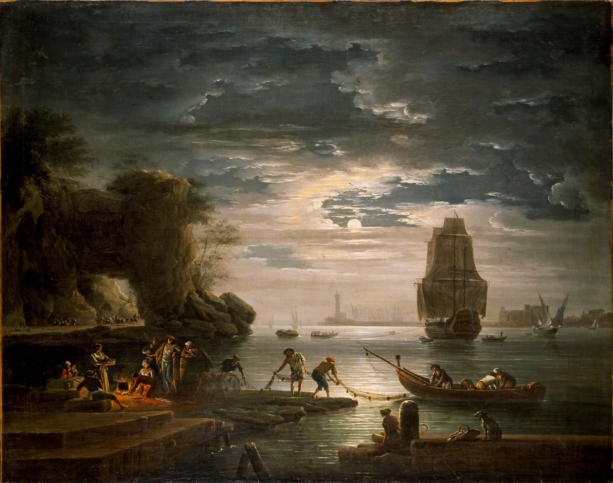 Kustscen La nuit, 1750-tal av Claude Joseph Vernet