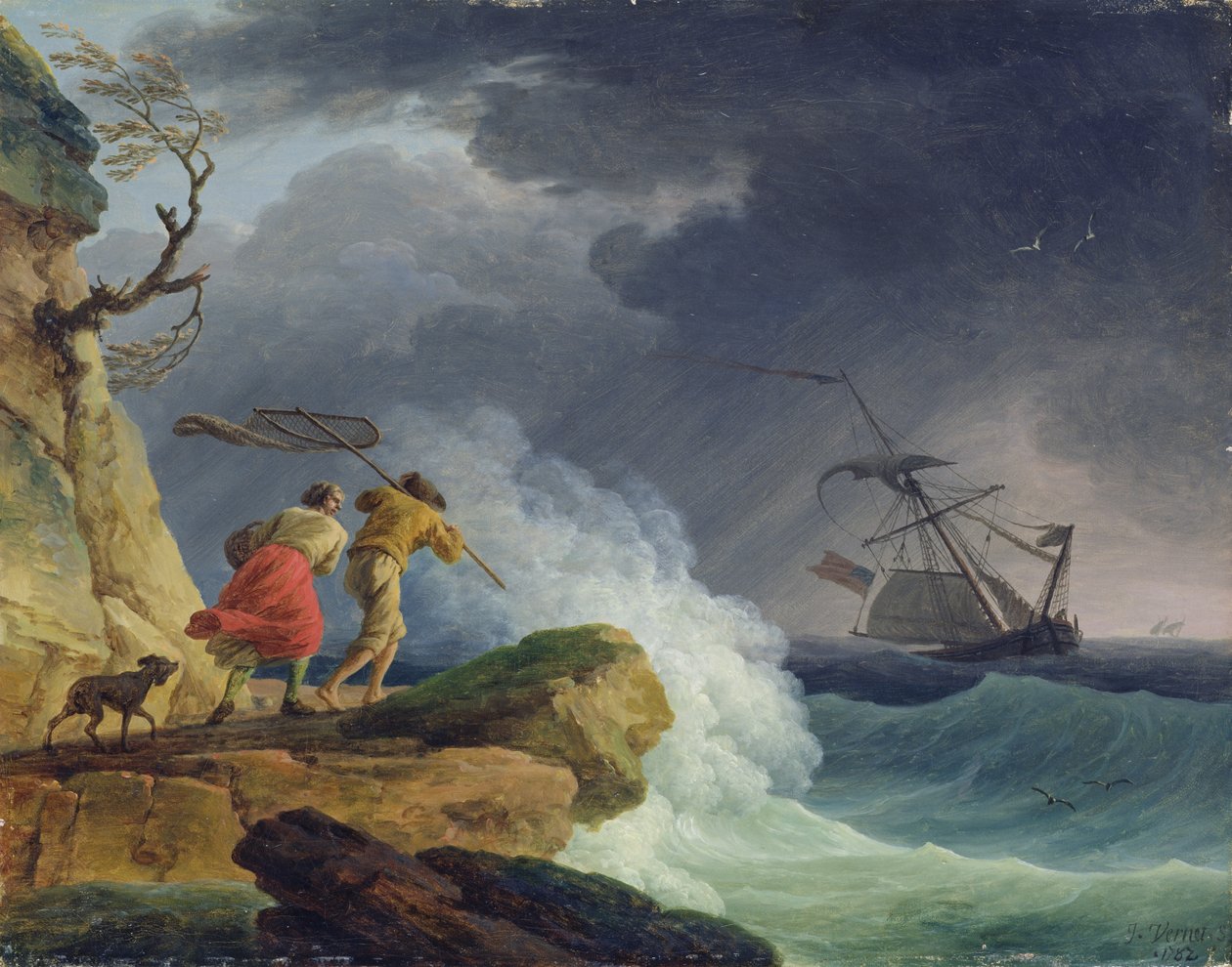 Kustscen i en storm, 1782 av Claude Joseph Vernet