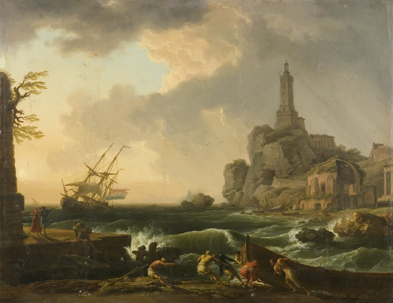 Genuas fyr och Temple of Minerva Medica av Claude Joseph Vernet