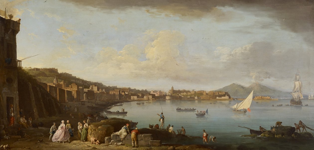 Neapel, utsikt över bukten från söder, ca 1742 (olja på duk) av Claude Joseph Vernet