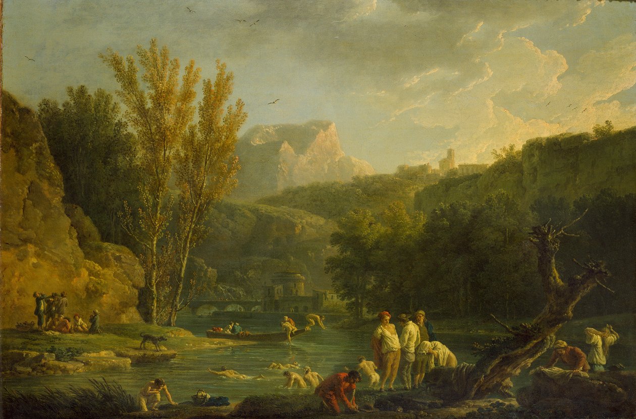 Flodscen med badande, 1768-1770 av Claude Joseph Vernet