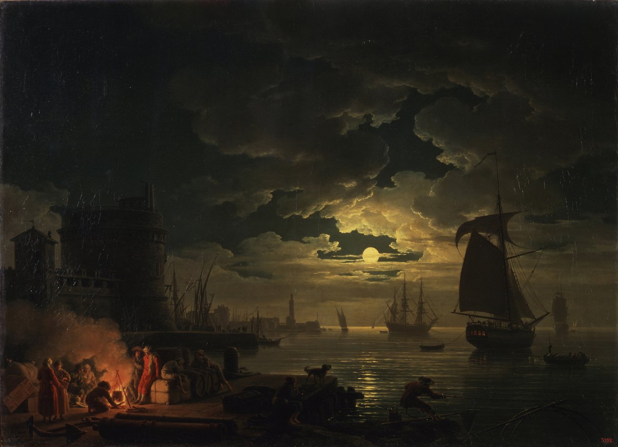 Hamnen i Palermo i månskenet, 1769 av Claude Joseph Vernet