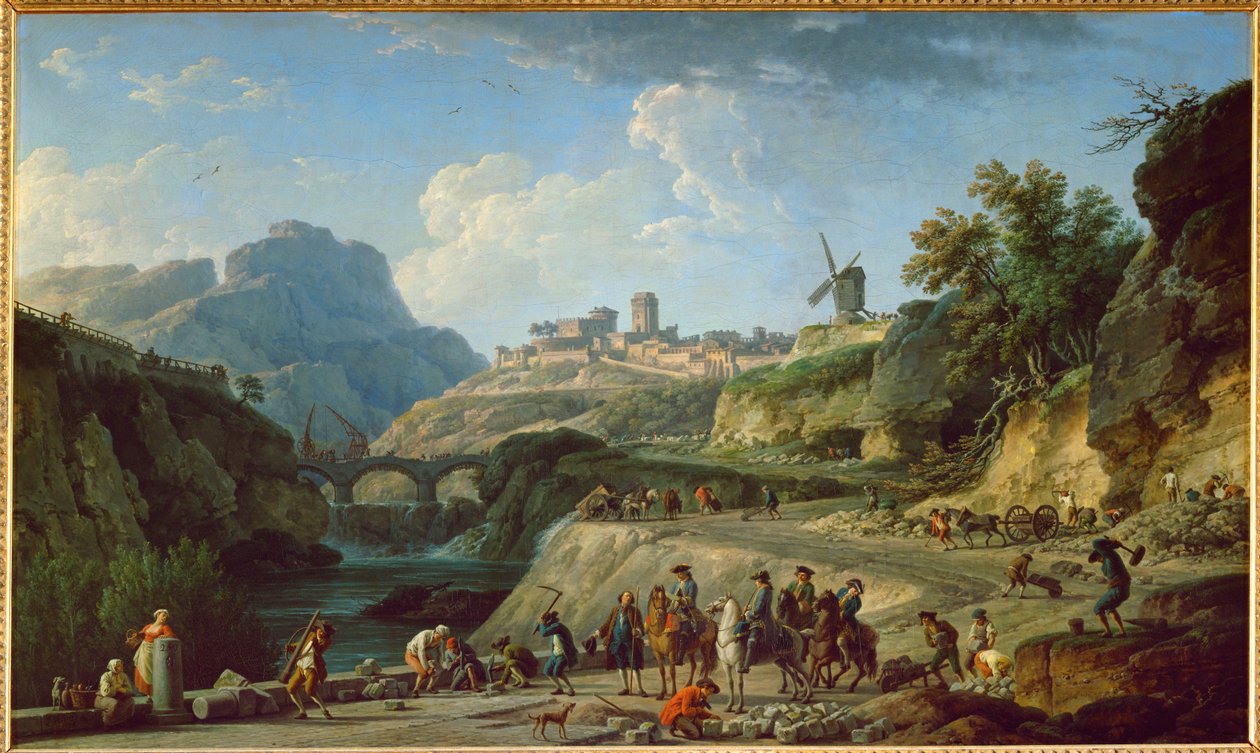 Byggandet av en viktig handelsväg under Ludvig XVI ... av Claude Joseph Vernet