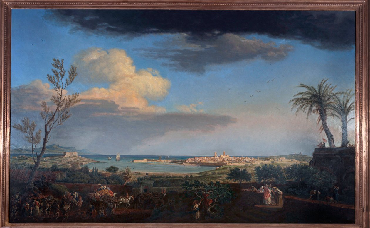 Hamnen i Antibes i Provence sett från jordens kust av Claude Joseph Vernet