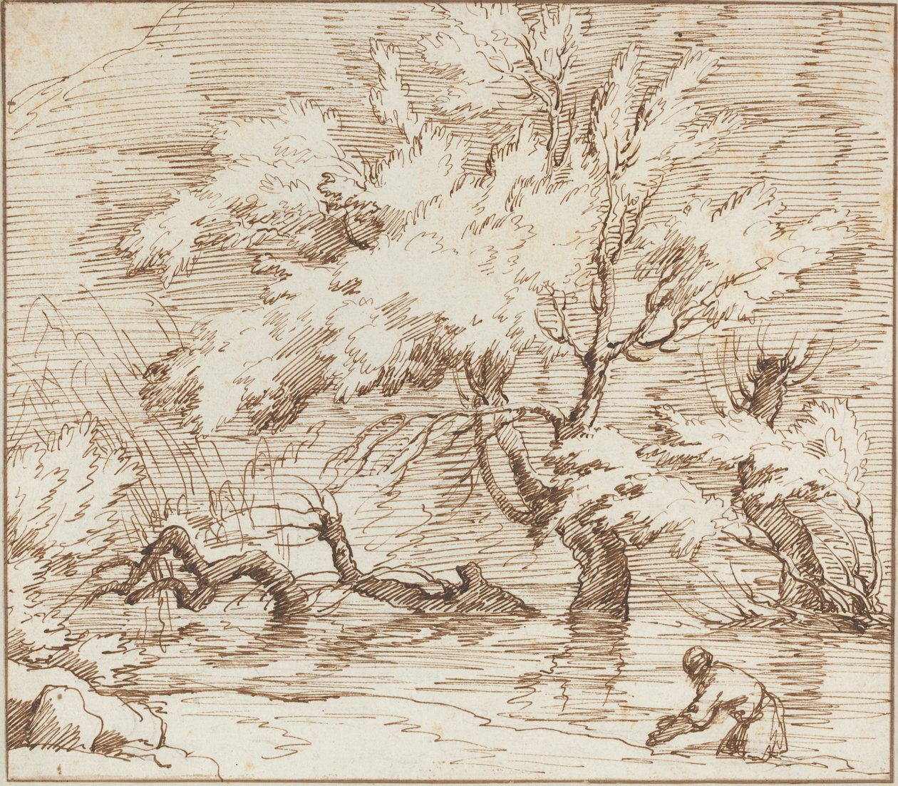 Träd reflekterade i en bäck av Claude Joseph Vernet
