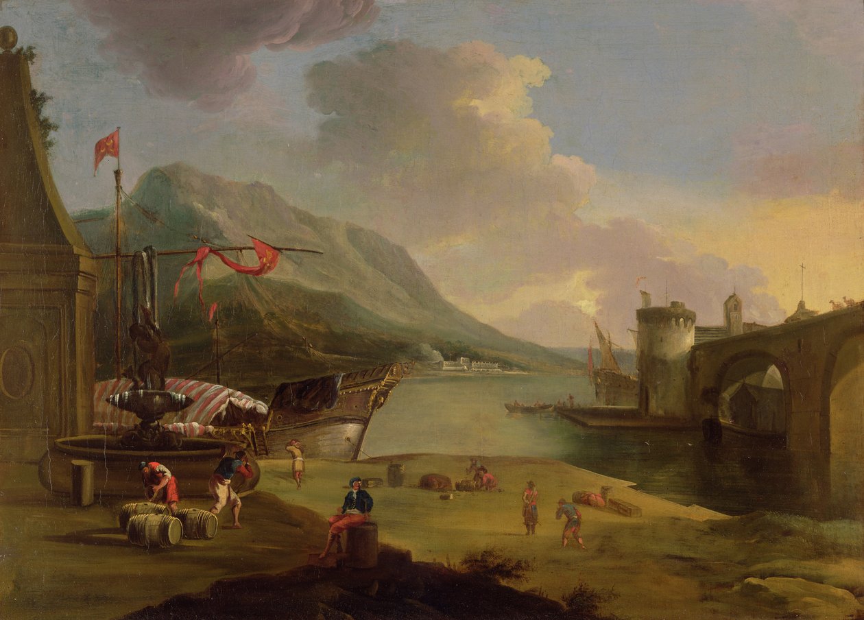 Lossning av galärer i Mykenesundet av Claude Joseph Vernet