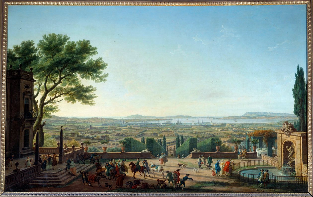 Utsikt över hamnen och staden Toulon Målning av Joseph Vernet (1714-1789) 1700-talssön. 1,65x2,63 m av Claude Joseph Vernet