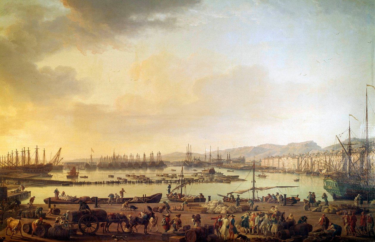 Utsikt över hamnen i Toulon Målning av Joseph Vernet (1714-1789) 1700-talets Paris, Musee de la Marine av Claude Joseph Vernet