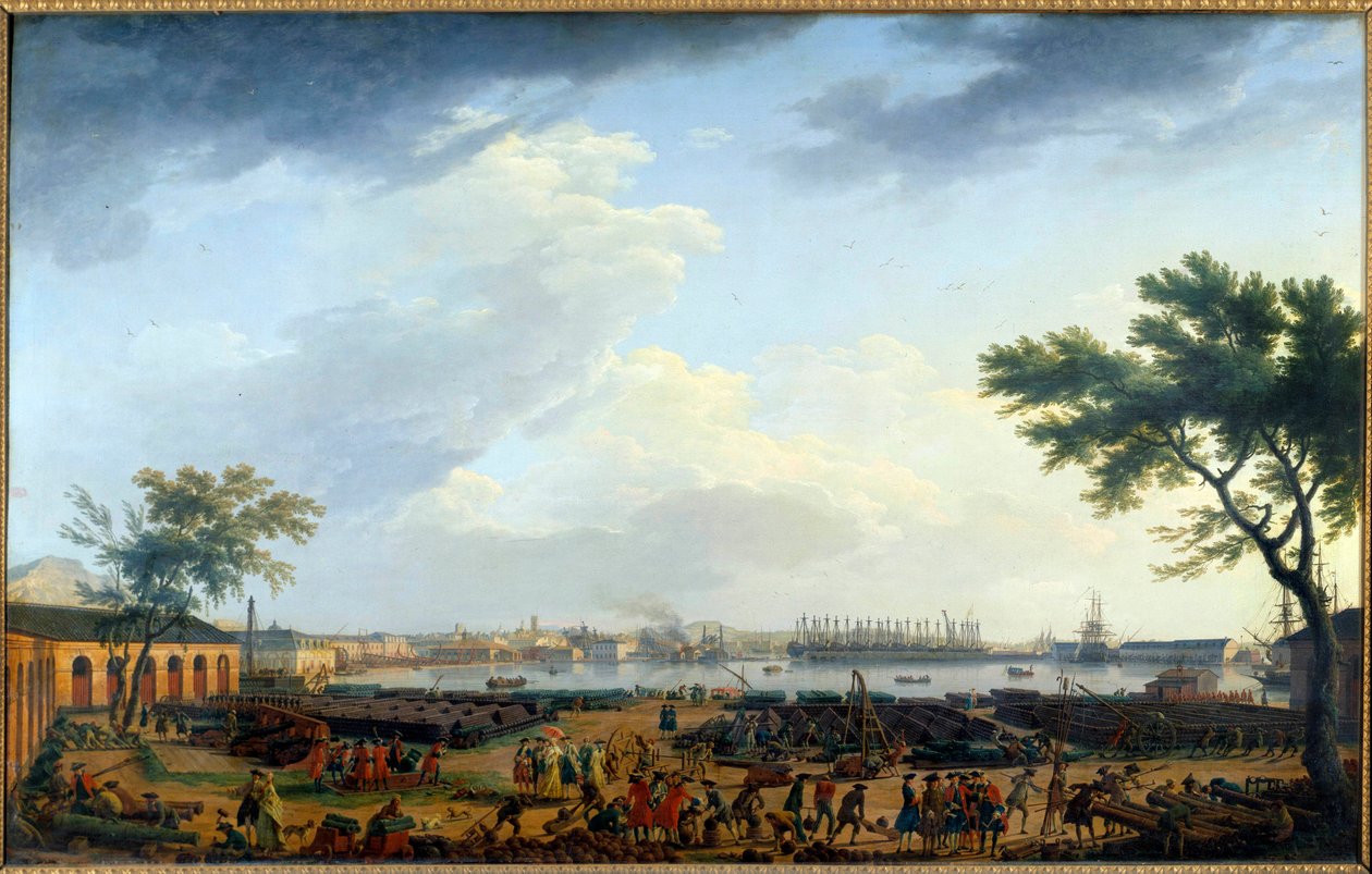 Utsikt över hamnen i Toulon och Arsenalmålningen av Joseph Vernet (1714-1789) 1700-talet. Paris, Marinens museum av Claude Joseph Vernet