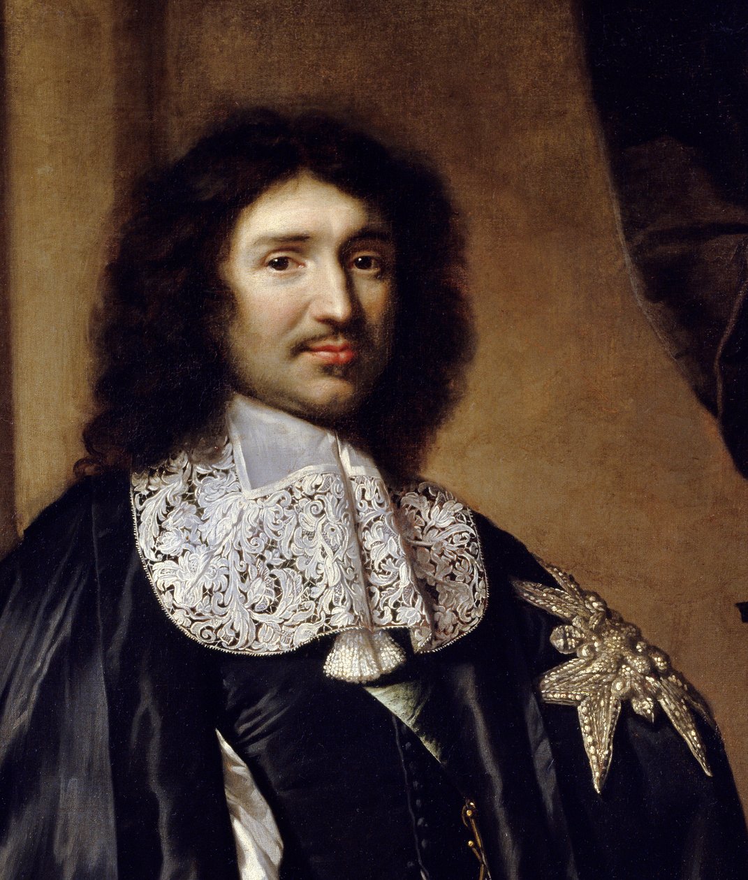 Detalj av: "" Porträtt av Jean Baptiste (Jean-Baptiste) Colbert (1619-1683) Ludvig XIV:s minister"" Målning av Claude Lefebvre (1632-1675). 1666 Sön. 1,3x0,96 m av Claude Lefebvre