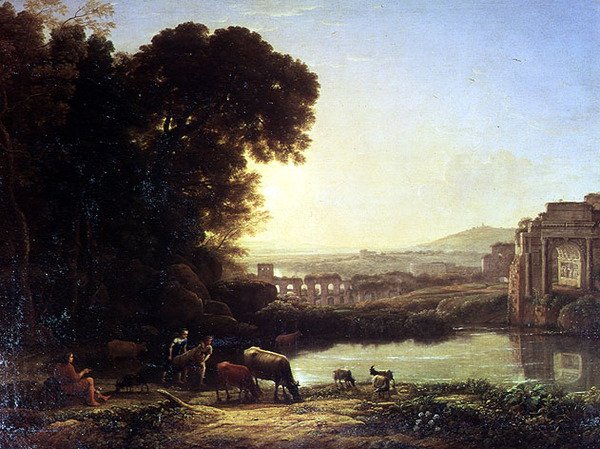 Boskap och getter som dricker vid en ruin av Claude Lorrain