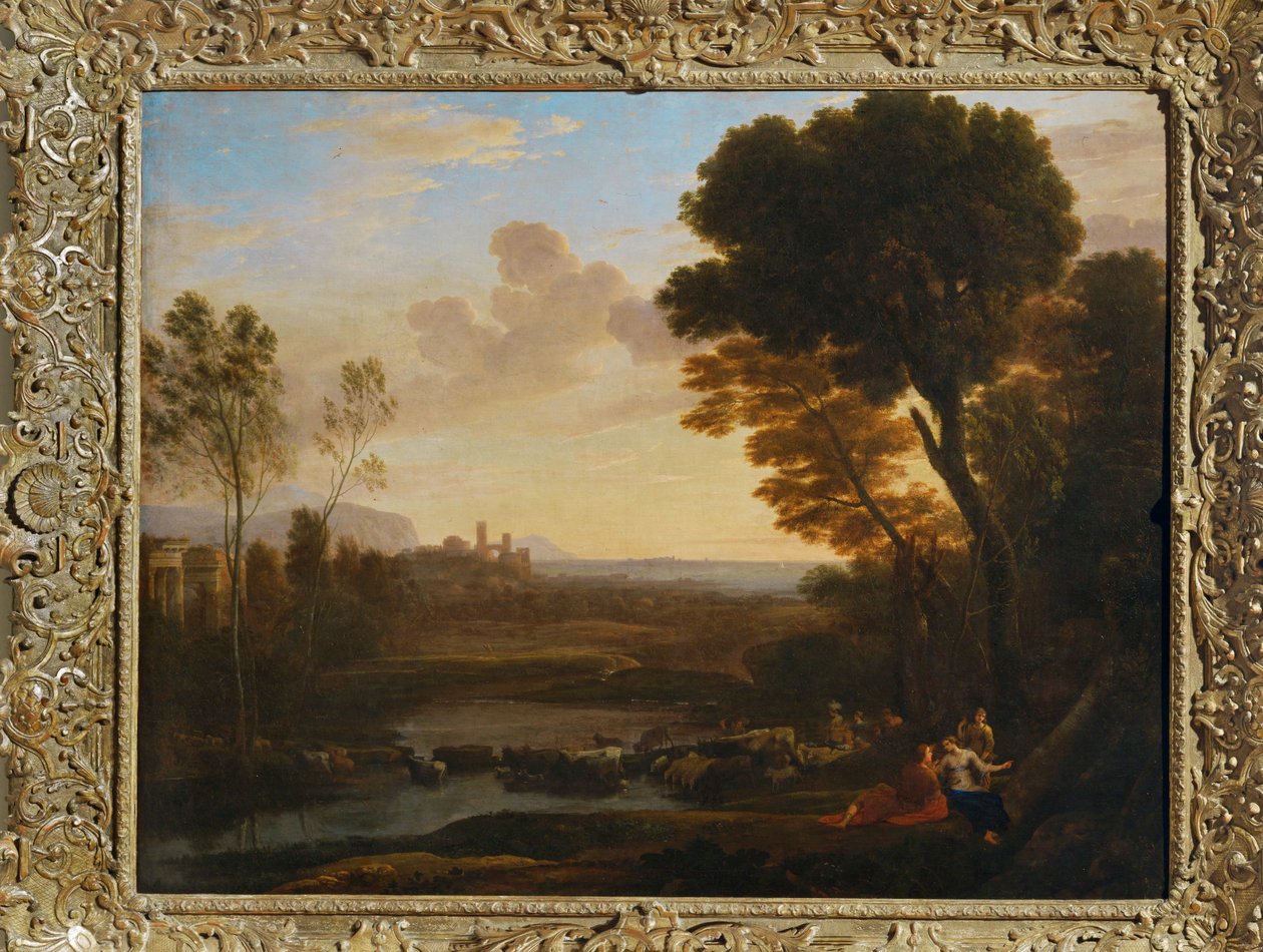 Landskap med Paris och Oenone, säger ... av Claude Lorrain (1600 82)