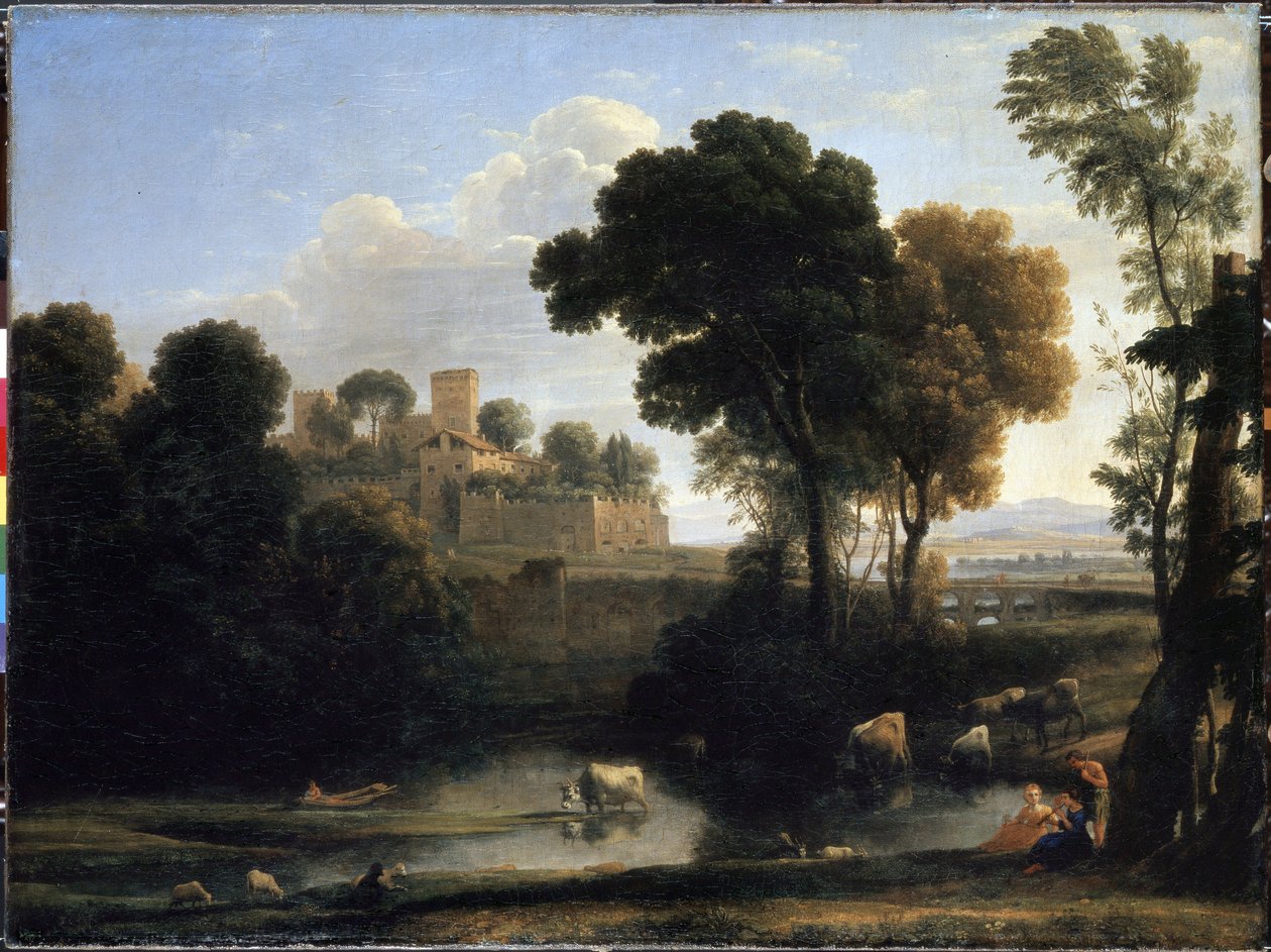 Italienskt landskap. Målning av Claude Gelee känd som Claude Le Lorrain (1600-1682) av Claude  Lorrain