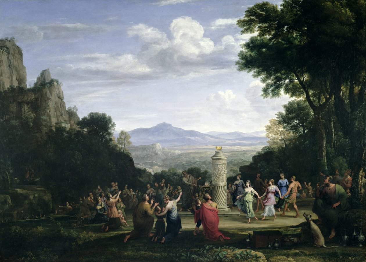 Tillbedjan av den gyllene kalven av Claude Lorrain (1600 82)