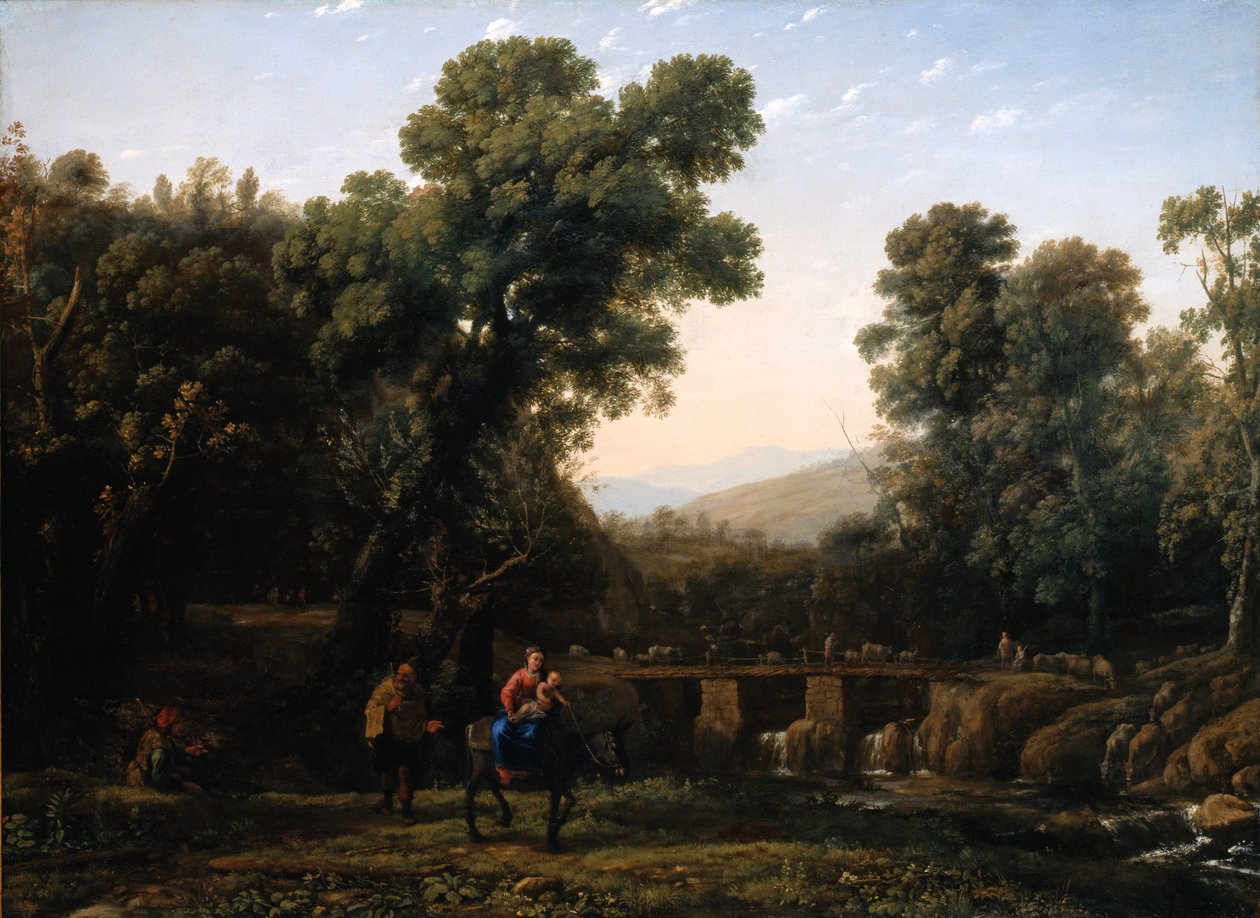 The Flight Into Egypt (olja på duk) av Claude Lorrain (1600 82)