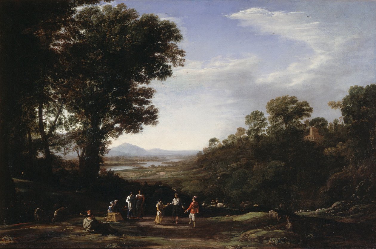 Dansande bybor, sent 1630-tal (olja på duk) av Claude Lorrain (1600-82)