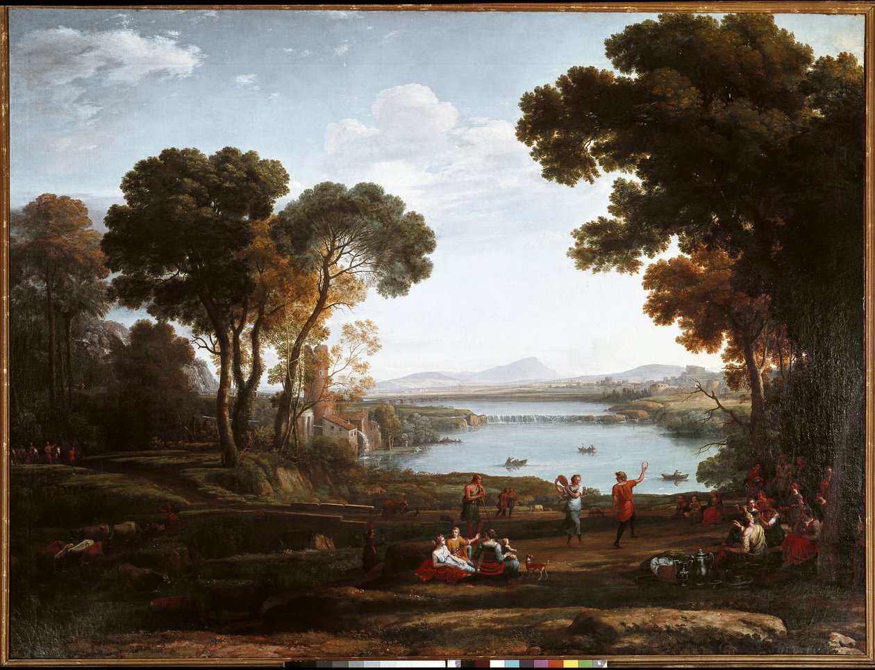 Landskap med dansande figurer (olja på duk av Claude Lorrain
