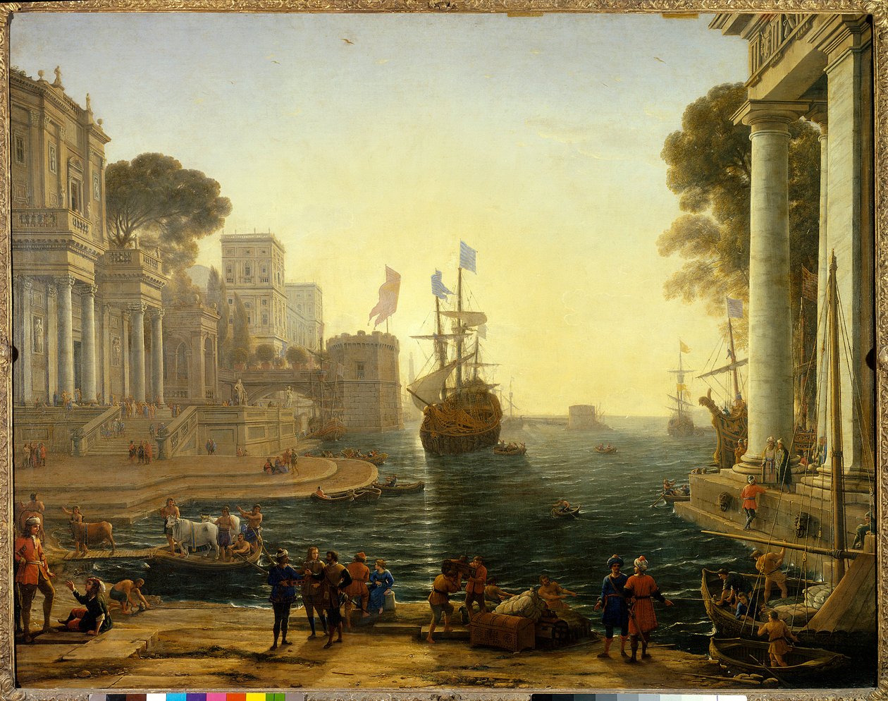 Ulysses ger Chryseis till sin far. Olja på duk. Mått: 1,19 x 1,50 m. Målning av Claude Gellee Dit Le Lorrain (1600-1682) av Claude Lorrain