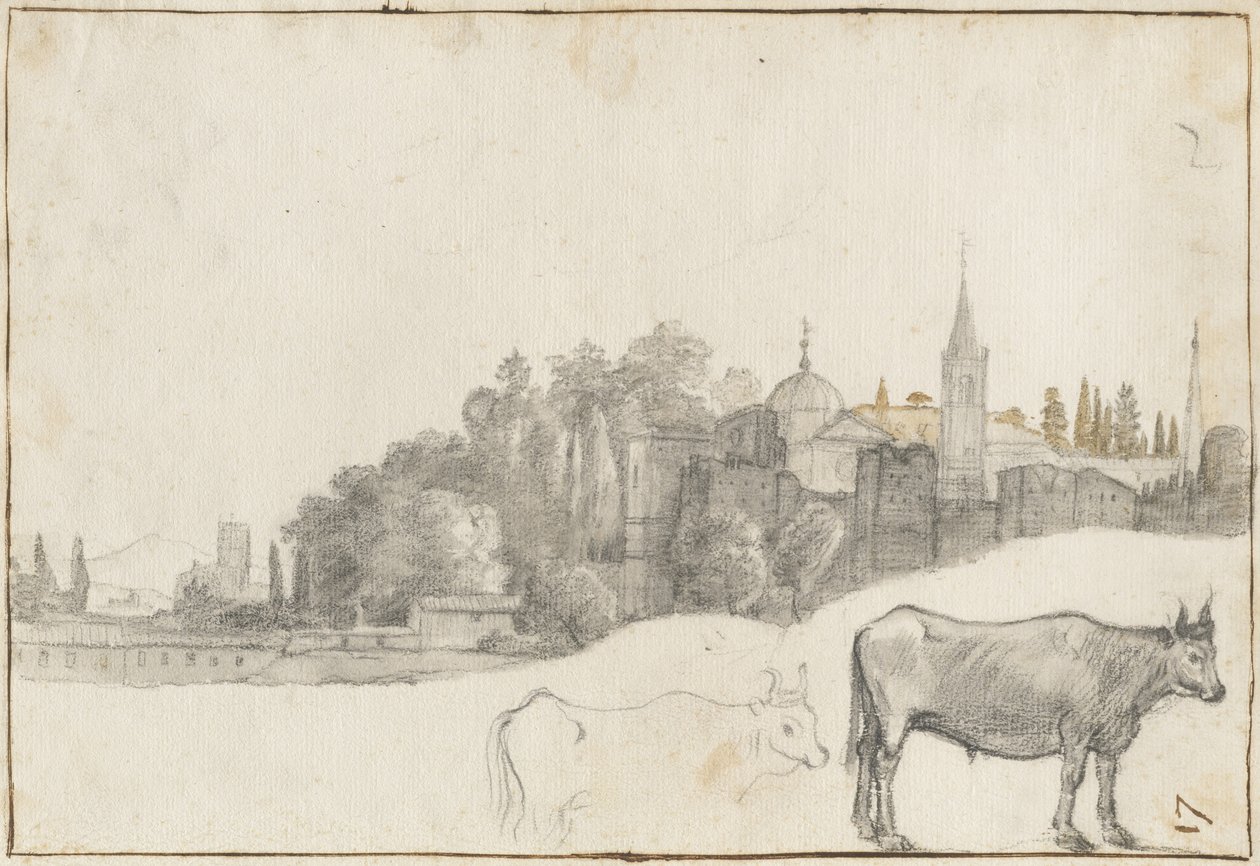 En vy utanför Piazza del Popolo i Rom, 1640-41 av Claude Lorrain