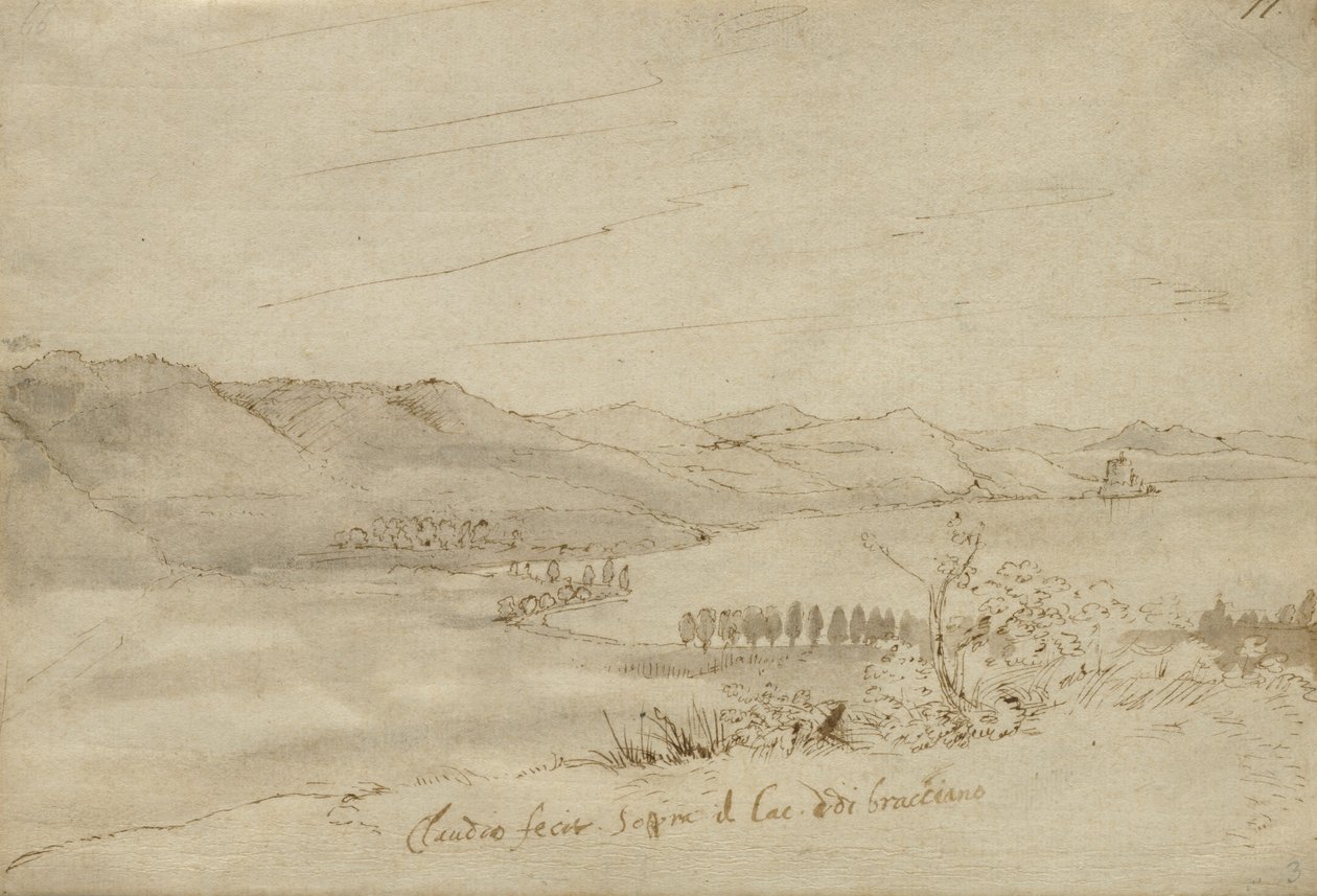 Utsikt över sjön Bracciano, ca 1638-39 av Claude Lorrain