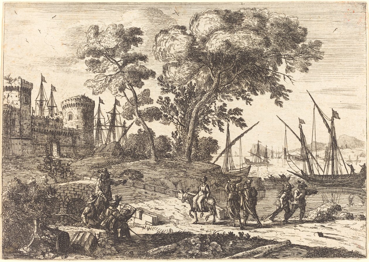 Kustscen med en artist (Le dessinateur) av Claude Lorrain