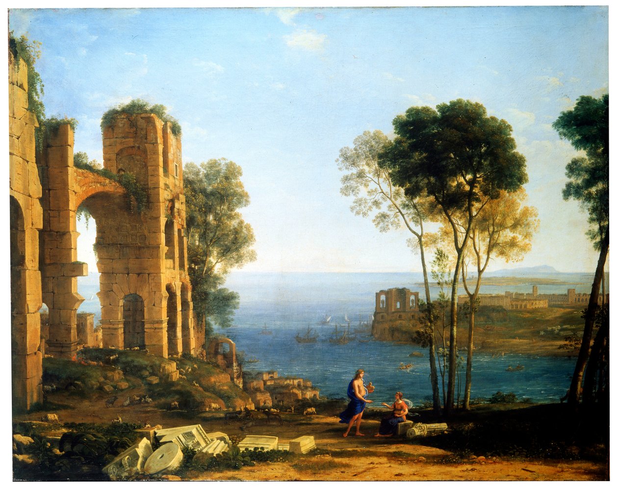 Kustvy med Apollo och Cumaean Sibyll, mellan 1645 och 1649. av Claude Lorrain