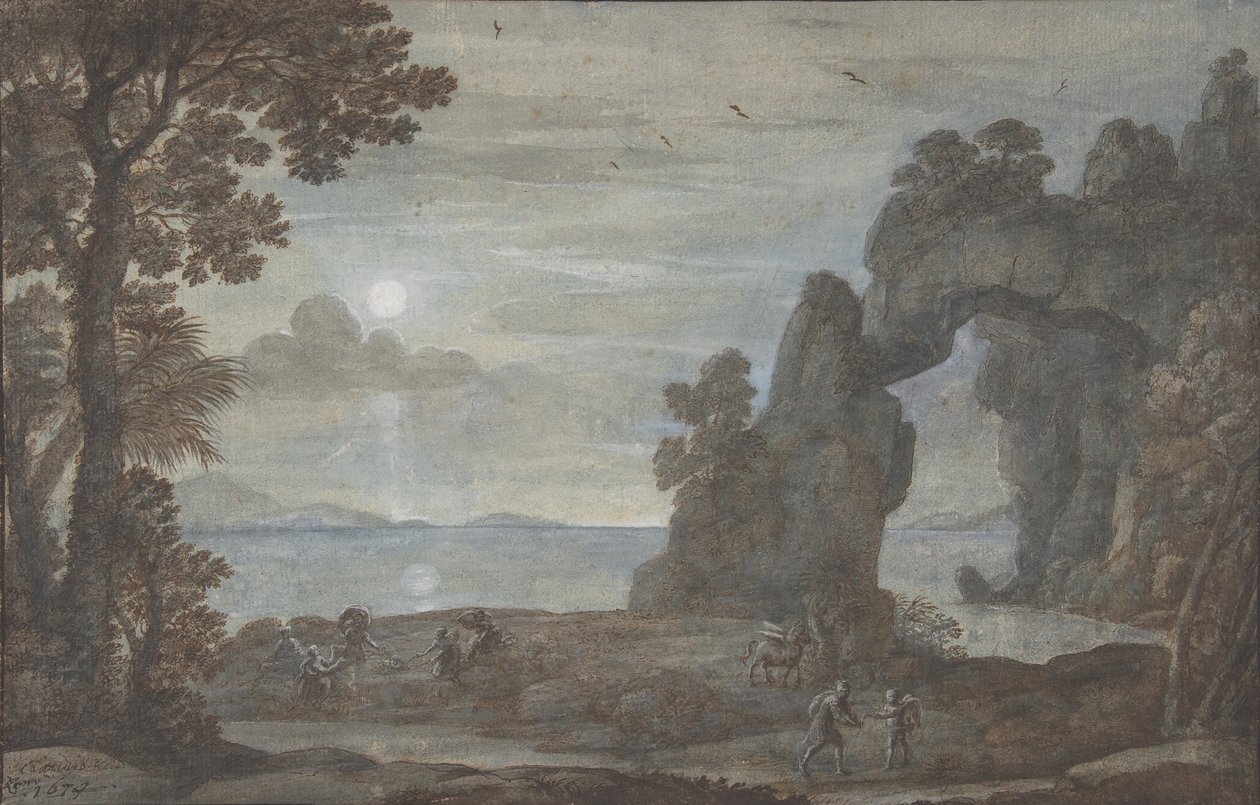 Kustvy med Perseus och korallernas ursprung, 1674. av Claude Lorrain