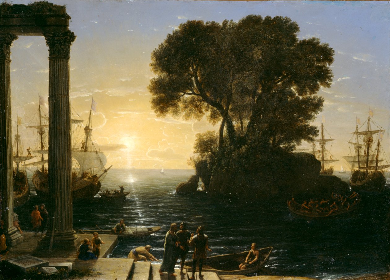 Kustscen med Saint Pauls ombordstigning, 1655 av Claude Lorrain