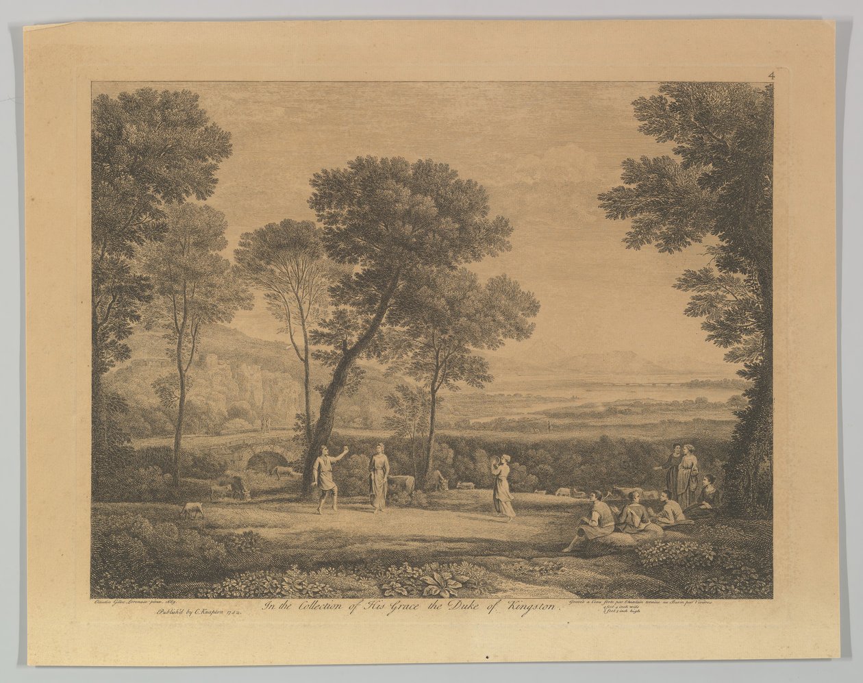 Dans under trädens landskap med landsbygdsdans, 1742. av Claude Lorrain