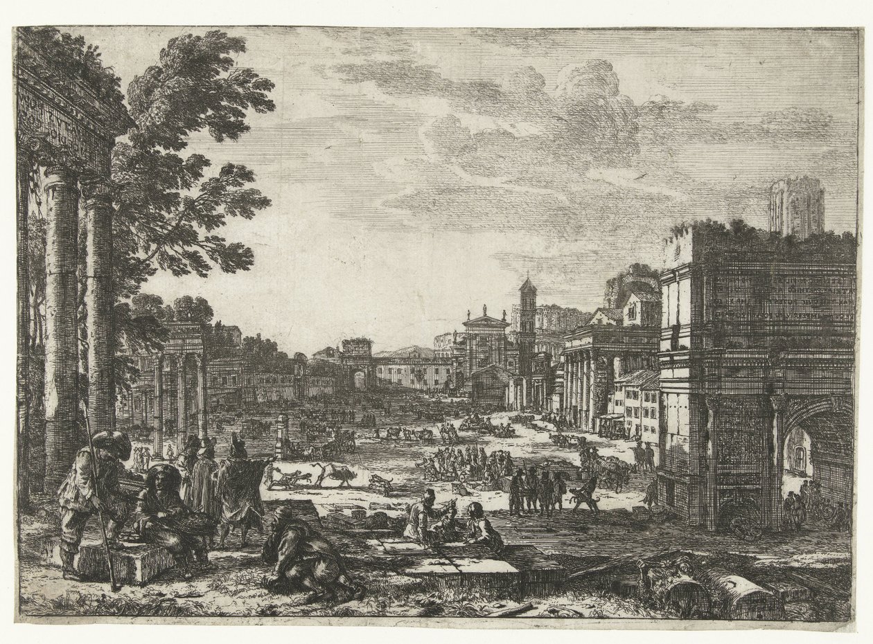 Forum Romanum te Rom Campo Vaccino av Claude Lorrain
