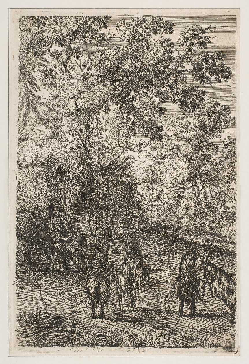 Fyra getter vänster sektion av getterna, ca. 1630-33. av Claude Lorrain