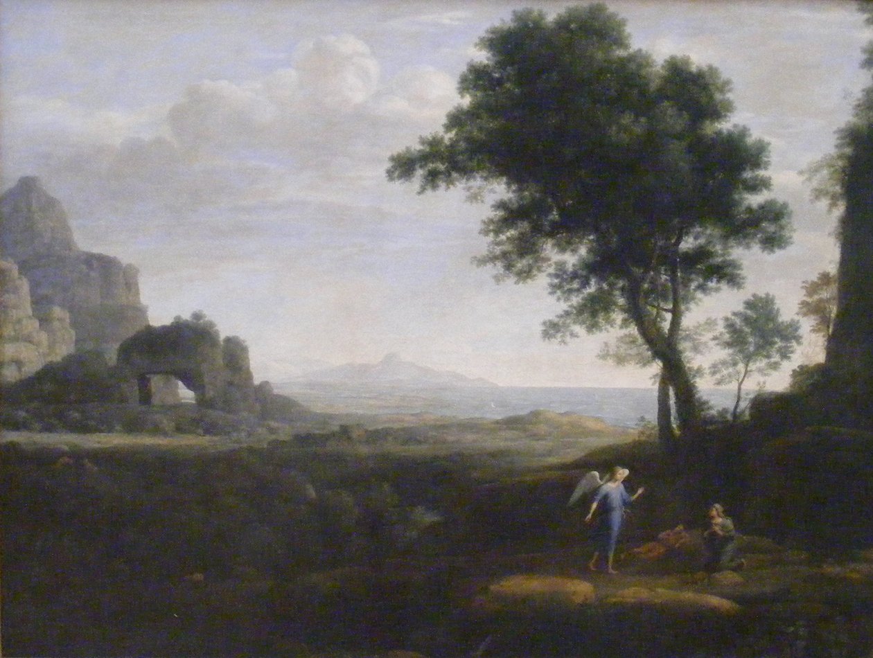Tyska: Hagar und Ismael in der Wüste Hagar och Ismael i öknen av Claude Lorrain