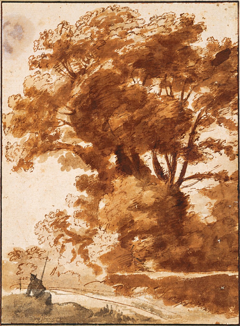 Grupp av träd och vilande fåraherde av Claude Lorrain