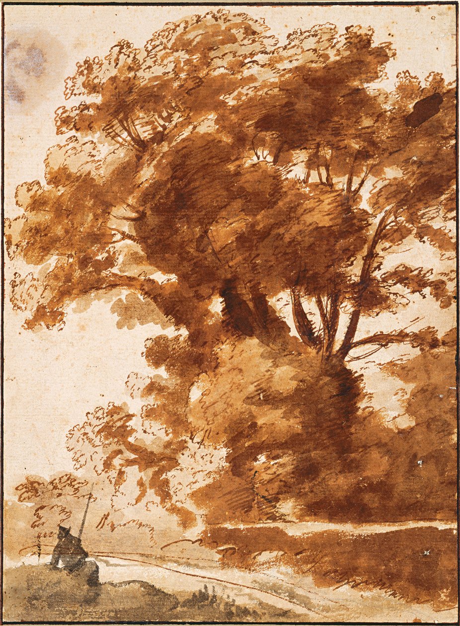 Grupp av träd och vilande herdar, 1630-talet av Claude Lorrain