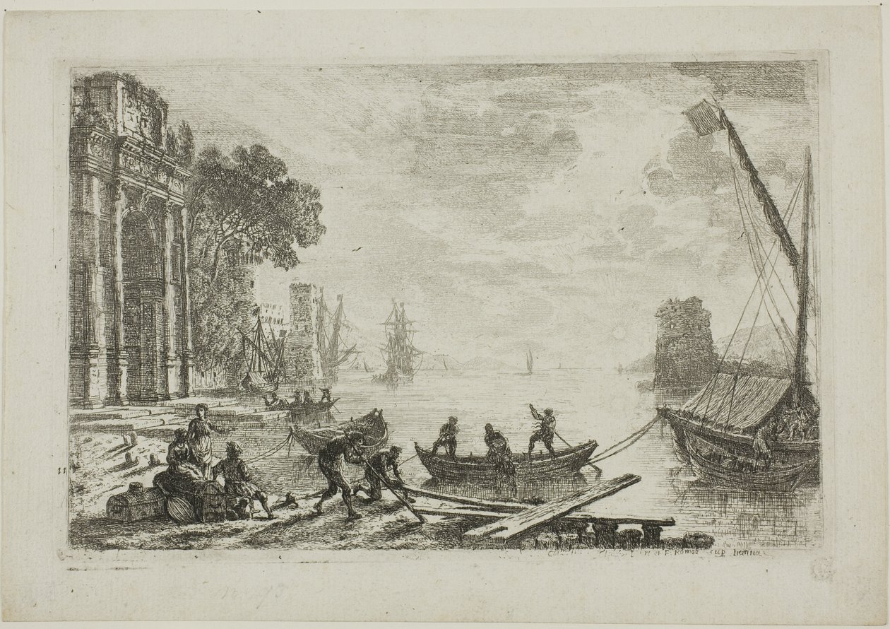 Harbor Scen med Rising Sun av Claude Lorrain