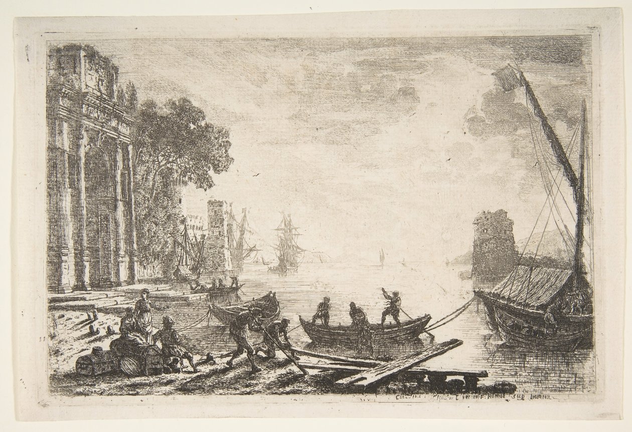 Hamnscen med stigande sol, 1634. av Claude Lorrain