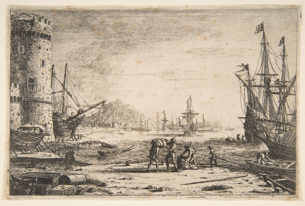 Hamn med stort torn, ca. 1641. av Claude Lorrain
