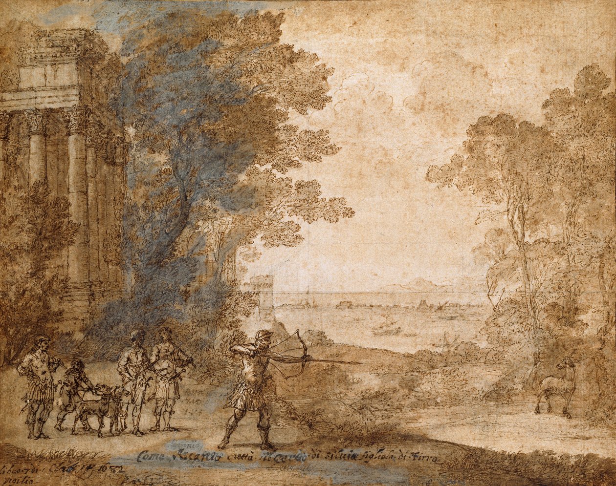 Landskap med Ascanius som skjuter Sylvias hjort, 1680-1682 av Claude Lorrain