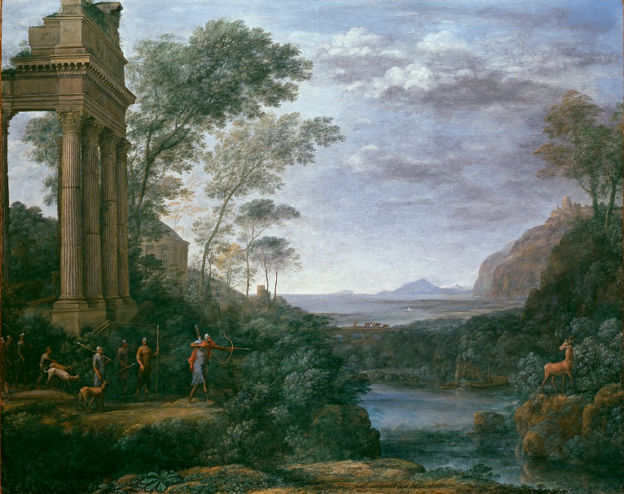 Landskap med Ascanius som skjuter Sylvias hjort, 1681-1682 av Claude Lorrain