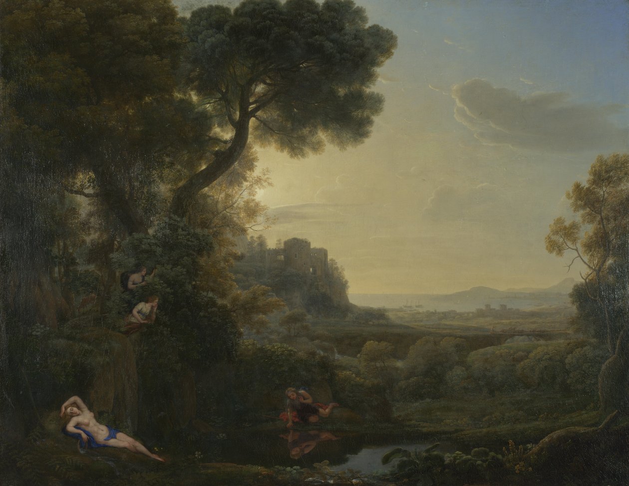 Landskap med narcissus och eko, 1644 av Claude Lorrain
