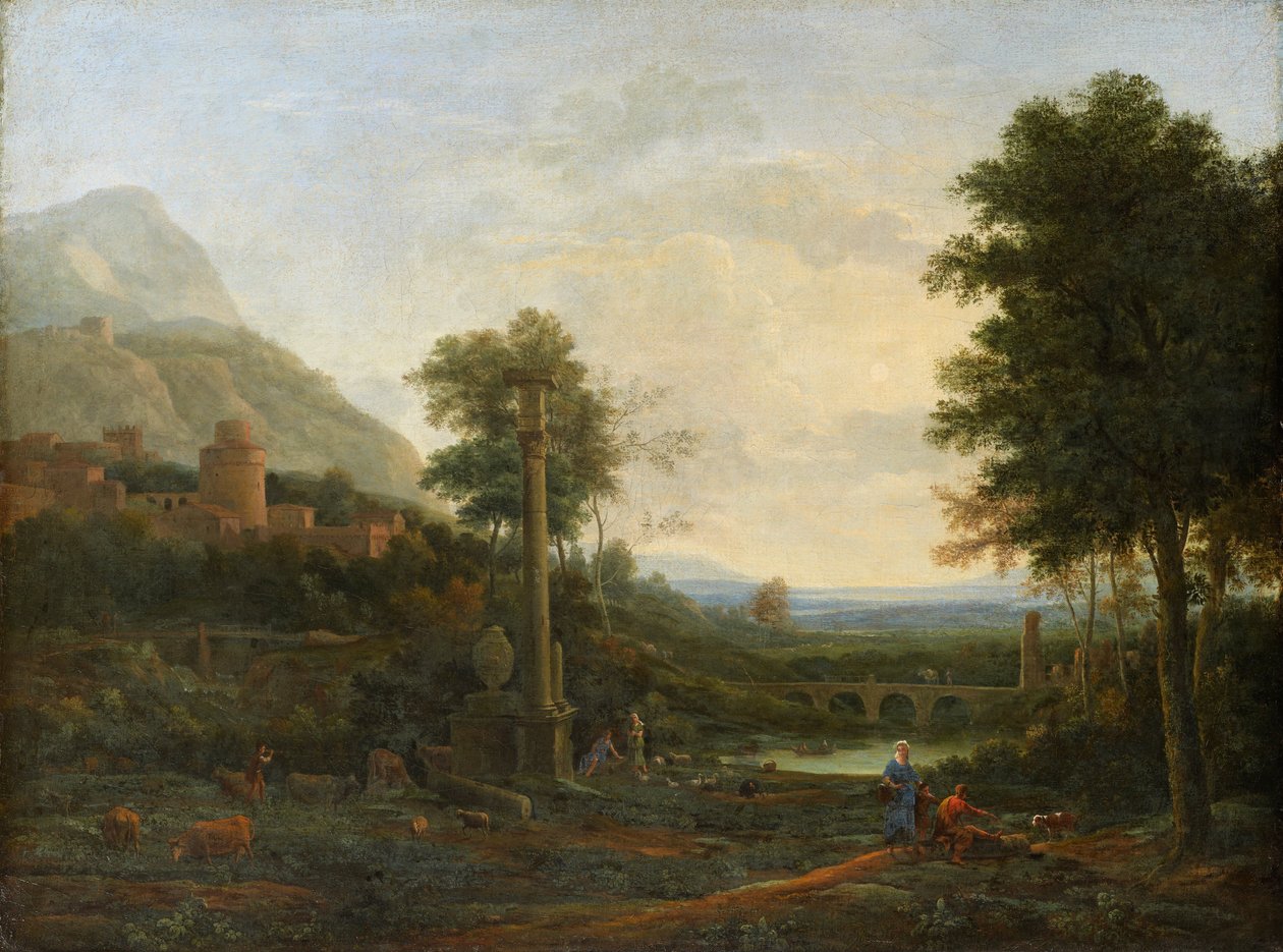 Landscape with a Column and Figures av Claude Lorrain