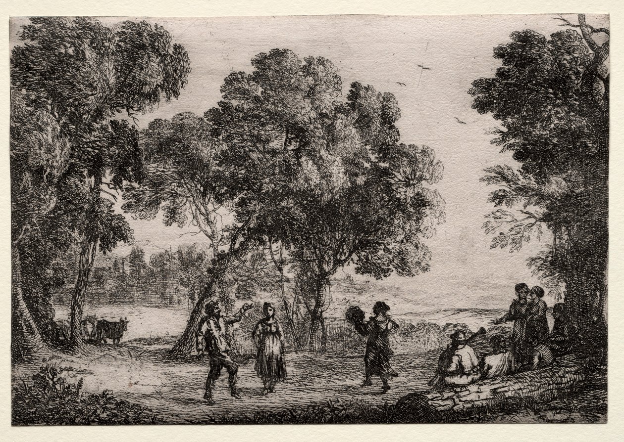 Landskap med en liten tallrik för countrydans, ca. 1637. av Claude Lorrain