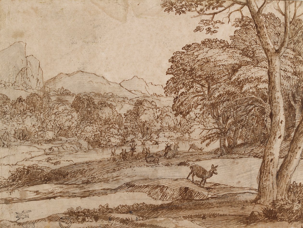 Landskap med en hjord rådjur, 1666 av Claude Lorrain