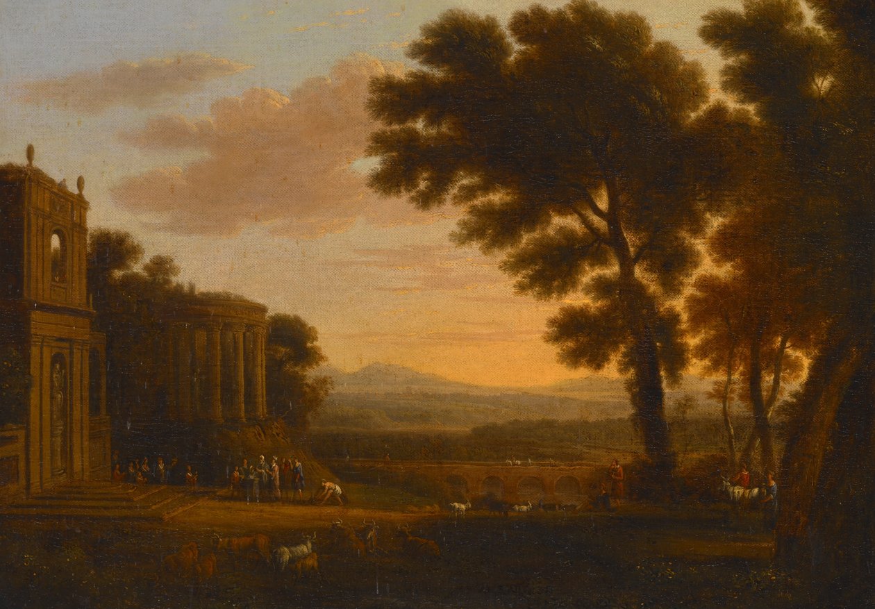 Landskap med Psykes far som offrar vid Apollontemplet i Miletos av Claude Lorrain