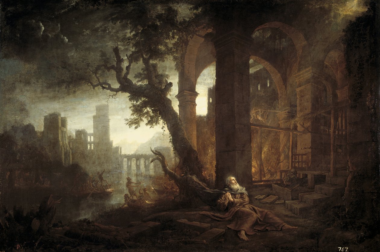 Landskap med frestelsen av Saint Anthony av Claude Lorrain