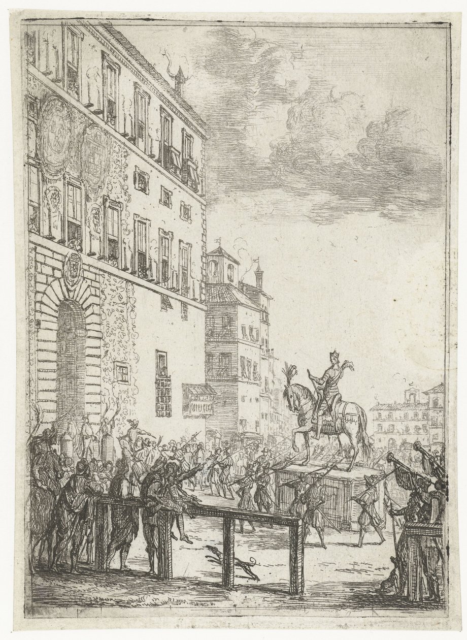 Ridsportstaty av kejsaren av det heliga romerska riket Le Statue equestre du roi des romains Fyrverkerier och festligheter i samband med den nyvalda kejsaren av det heliga romerska riket (serietitel) av Claude Lorrain