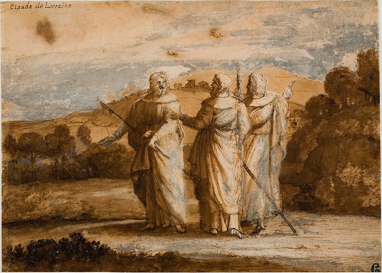 Studera för pilgrimer i Emmaus av Claude Lorrain