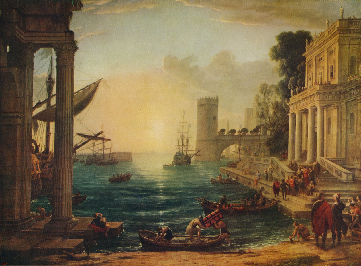 Drottningen av Saba ombordstigning, 1648, c1915 av Claude Lorrain