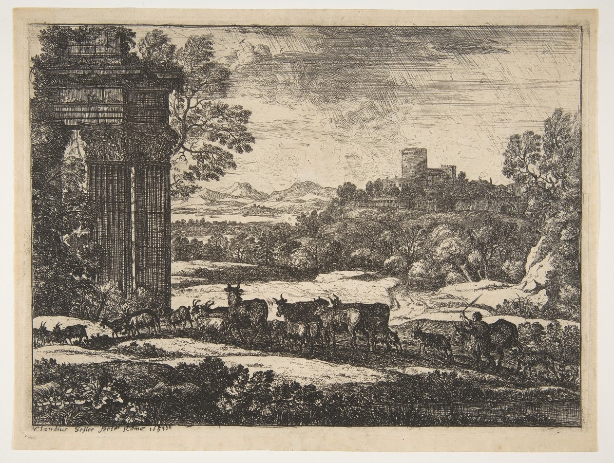 Flocken återvänder i stormigt väder, ca. 1650-51. av Claude Lorrain